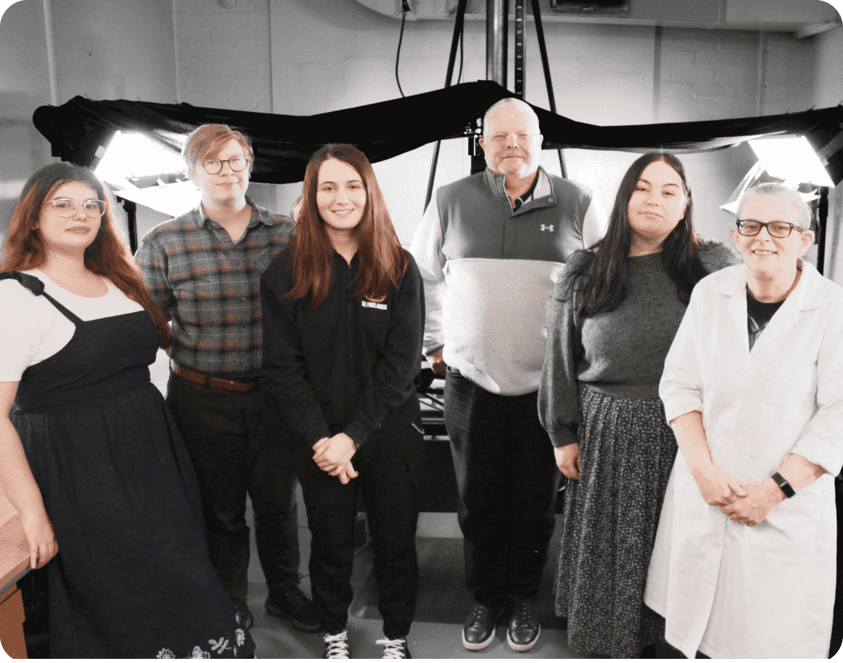 Image of the UK Archiving Team in the digitisation studio